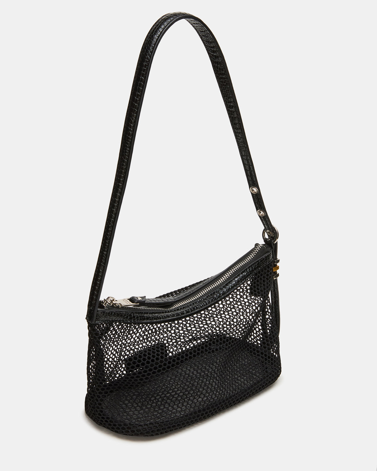 VIXEN Bag Black Shoulder Strap Mesh Structured Bottom Women's Handbag - Steve Madden