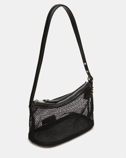 VIXEN Bag Black Shoulder Strap Mesh Structured Bottom Women's Handbag - Steve Madden