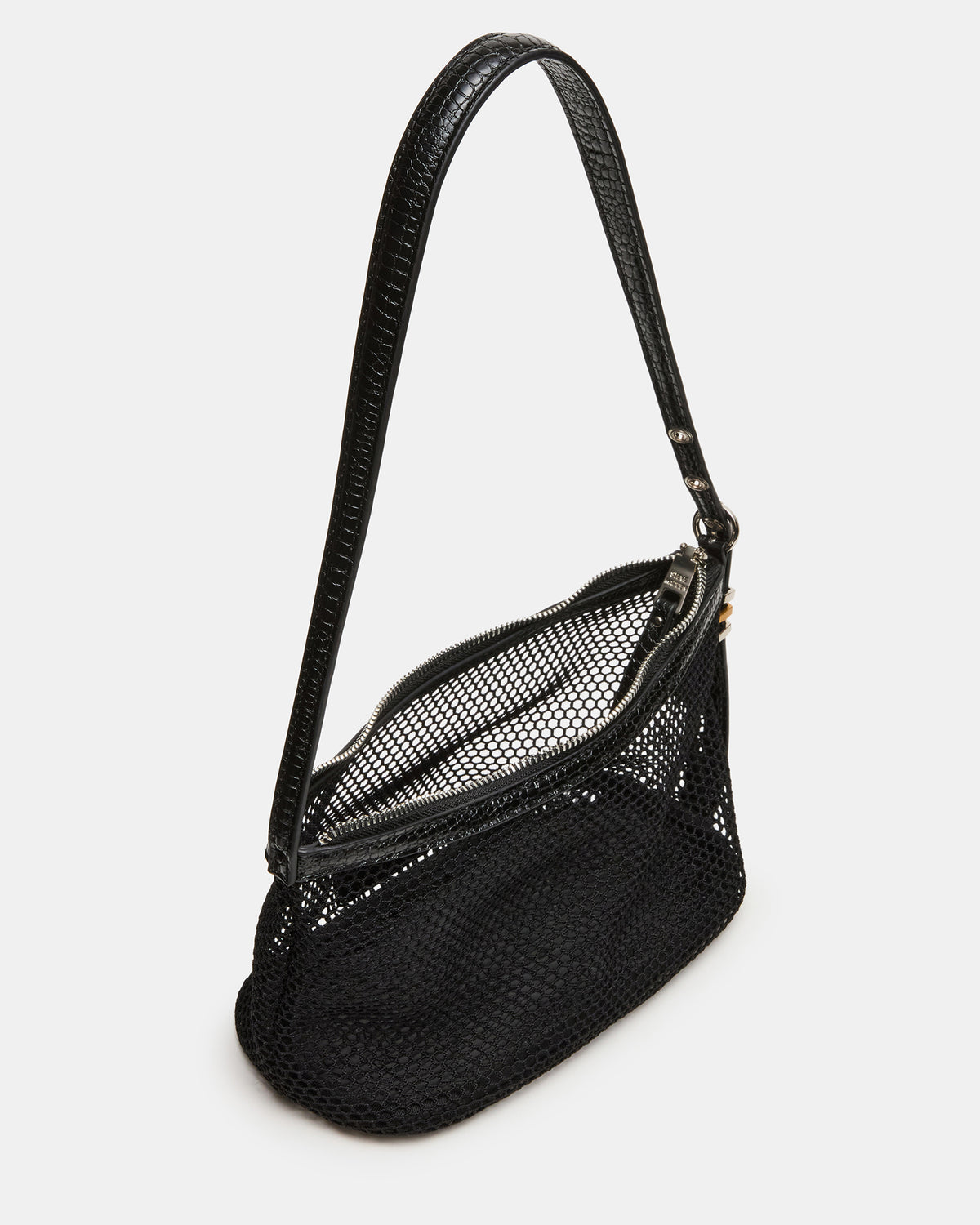 VIXEN Bag Black Shoulder Strap Mesh Structured Bottom Women's Handbag - Steve Madden