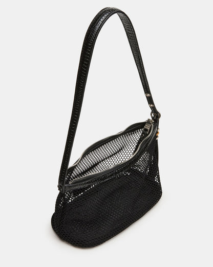 VIXEN Bag Black Shoulder Strap Mesh Structured Bottom Women's Handbag - Steve Madden