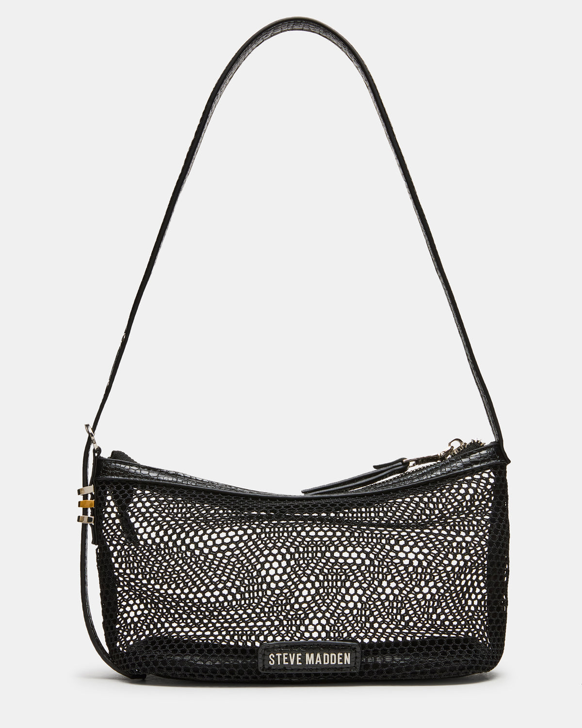 VIXEN Bag Black Shoulder Strap Mesh Structured Bottom Women's Handbag - Steve Madden