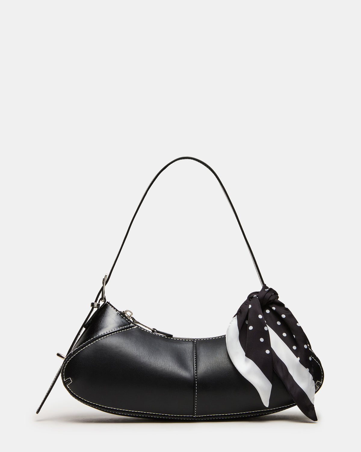 ROXEY Bag Black Crescent-Shaped Top-Zipper Shoulder Strap Handbag - Steve Madden