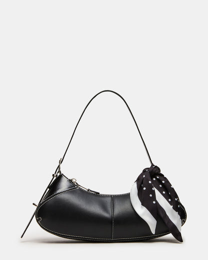 ROXEY Bag Black Crescent-Shaped Top-Zipper Shoulder Strap Handbag - Steve Madden