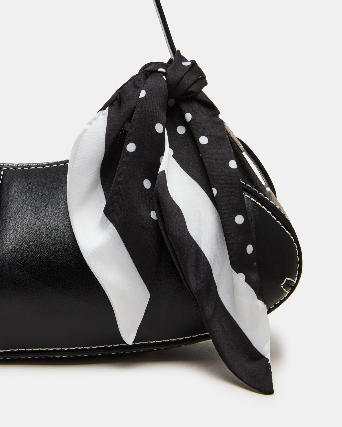 ROXEY Bag Black Crescent-Shaped Top-Zipper Shoulder Strap Handbag - Steve Madden