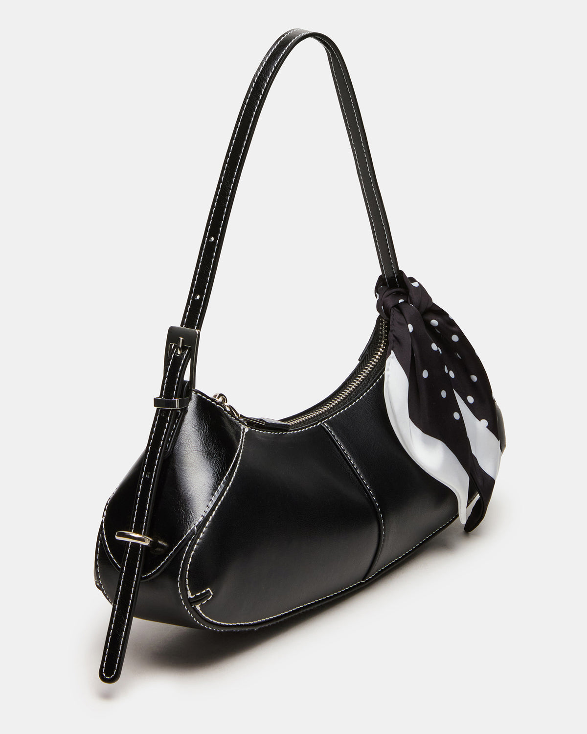 ROXEY Bag Black Crescent-Shaped Top-Zipper Shoulder Strap Handbag - Steve Madden