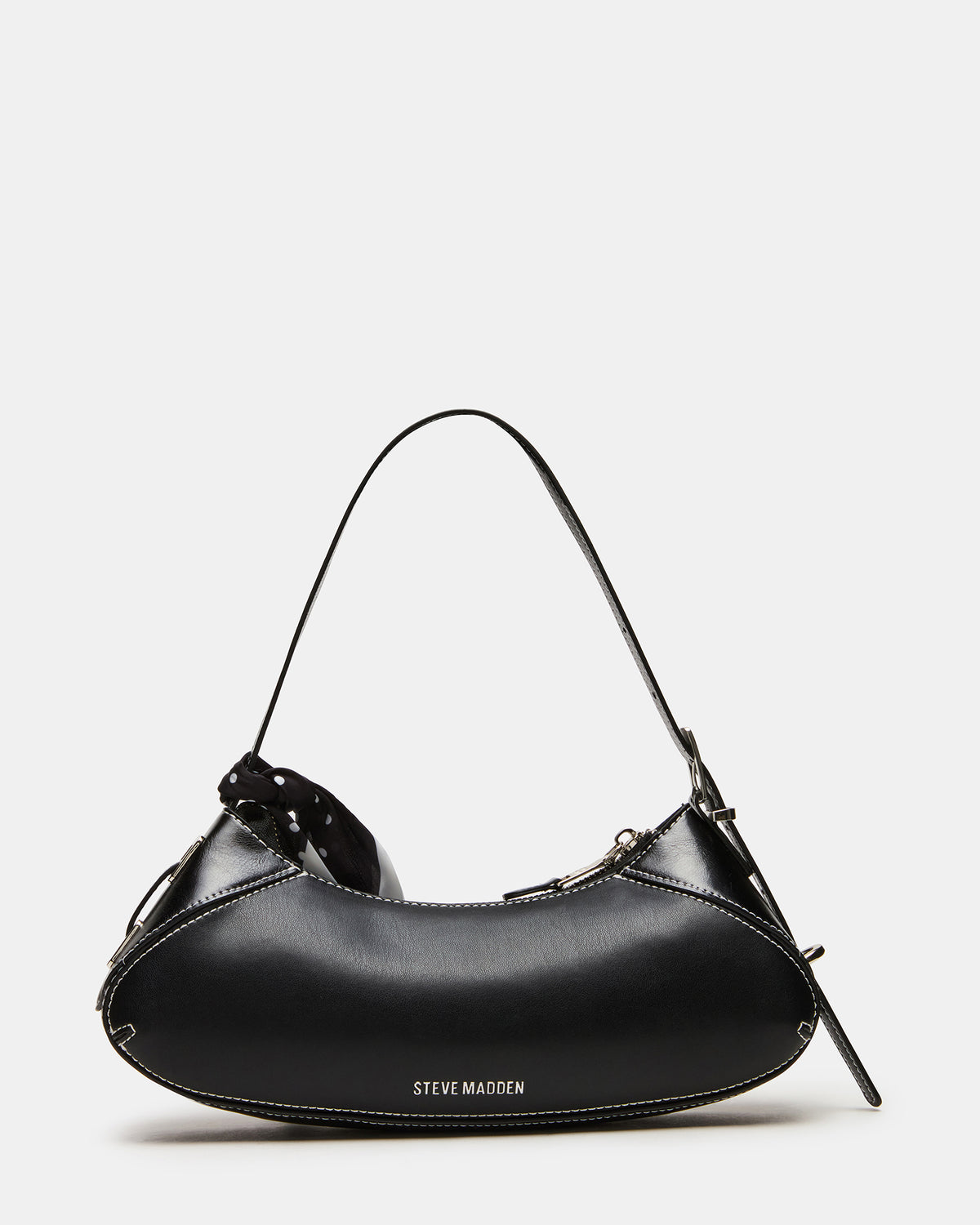 ROXEY Bag Black Crescent-Shaped Top-Zipper Shoulder Strap Handbag - Steve Madden