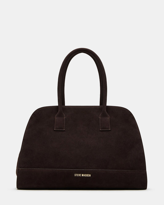HEIDEE Bag Brown Suede | Women's Shoulder Strap Tote Handbag - Steve Madden