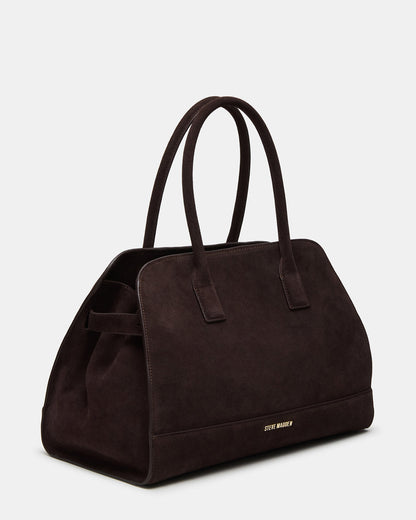 HEIDEE Bag Brown Suede | Women's Shoulder Strap Tote Handbag - Steve Madden