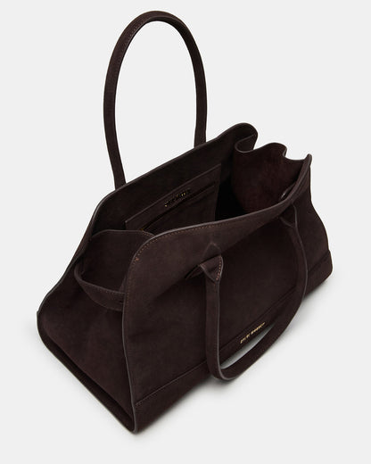 HEIDEE Bag Brown Suede | Women's Shoulder Strap Tote Handbag - Steve Madden
