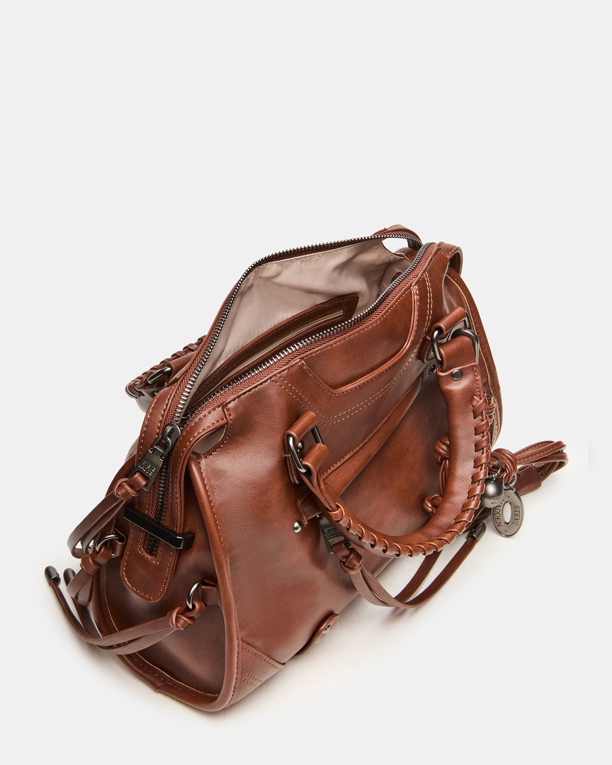 RIGGS BAG RUST Slouchy Top-Handle Crossbody Satchel Handbag - Steve Madden