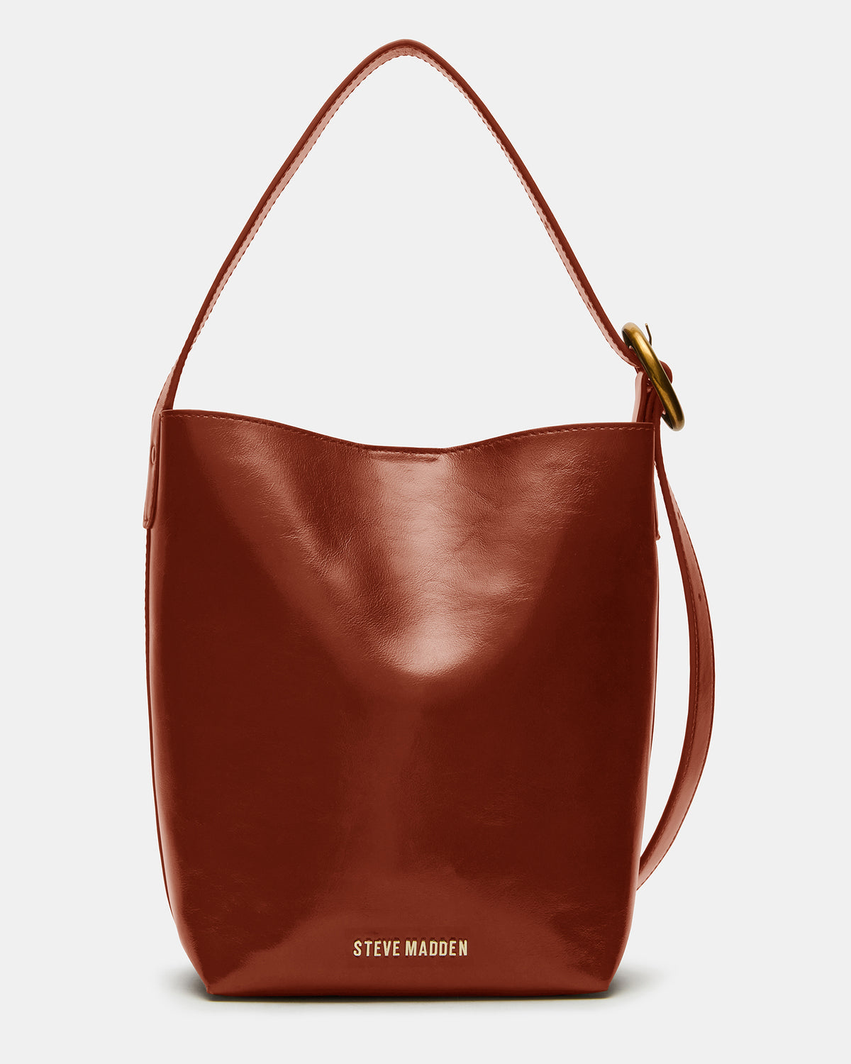 SOFIEE Bag Rust Leather Shoulder Strap Bucket Tote Handbag - Steve Madden