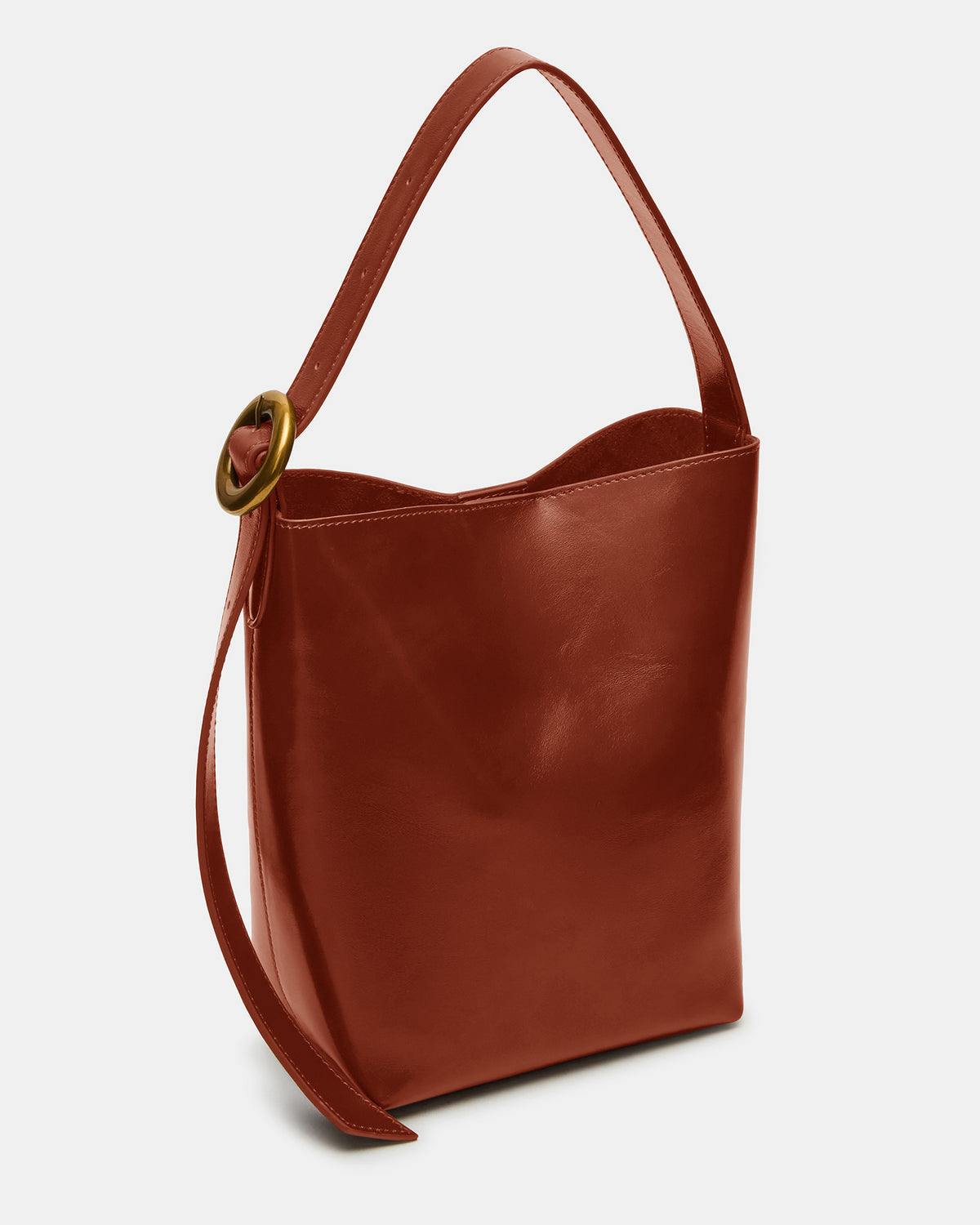 SOFIEE Bag Rust Leather Shoulder Strap Bucket Tote Handbag - Steve Madden