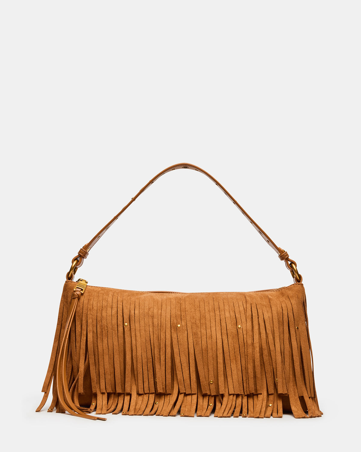 BOHEME Bag Tobacco Shoulder Strap Studded Fringe Handbag - Steve Madden