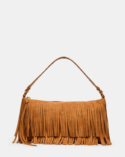 BOHEME Bag Tobacco Shoulder Strap Studded Fringe Handbag - Steve Madden