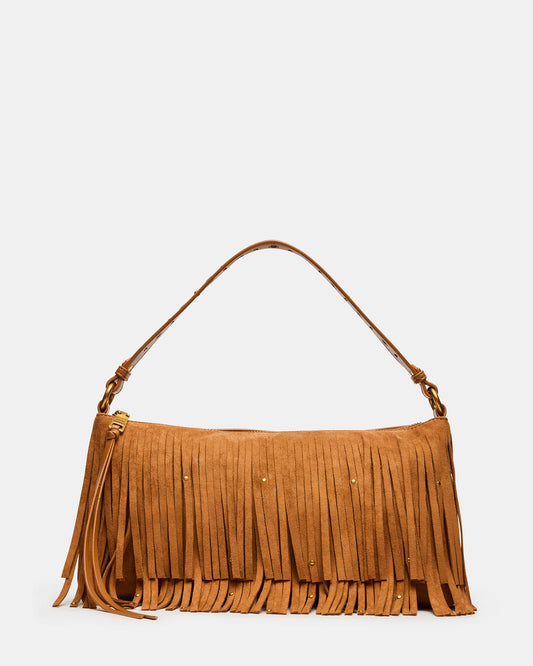 BOHEME Bag Tobacco Shoulder Strap Studded Fringe Handbag - Steve Madden