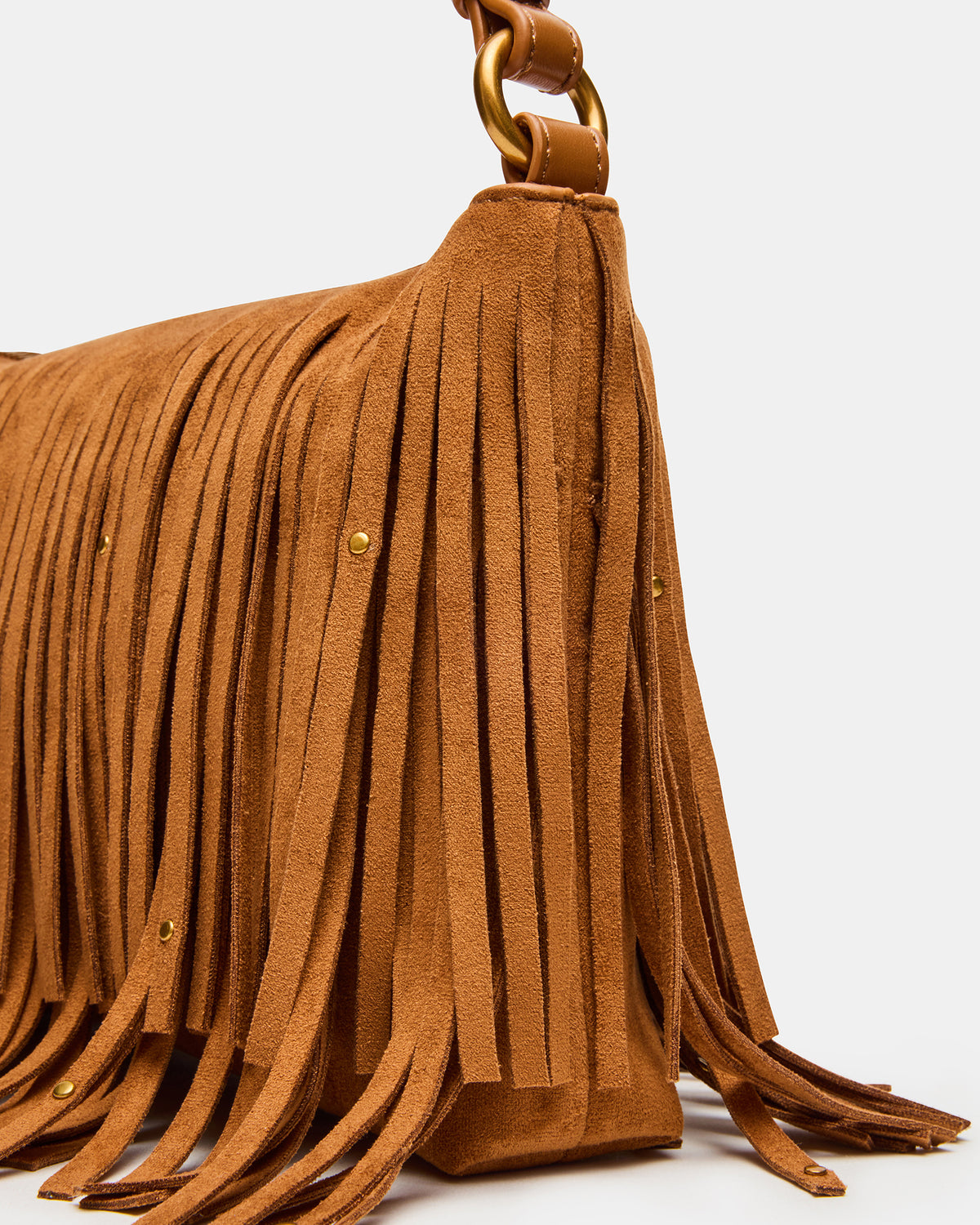 BOHEME Bag Tobacco Shoulder Strap Studded Fringe Handbag - Steve Madden