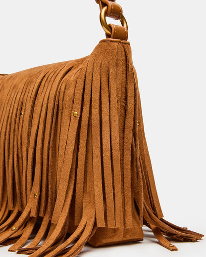 BOHEME Bag Tobacco Shoulder Strap Studded Fringe Handbag - Steve Madden