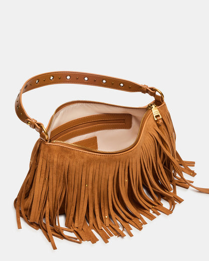 BOHEME Bag Tobacco Shoulder Strap Studded Fringe Handbag - Steve Madden