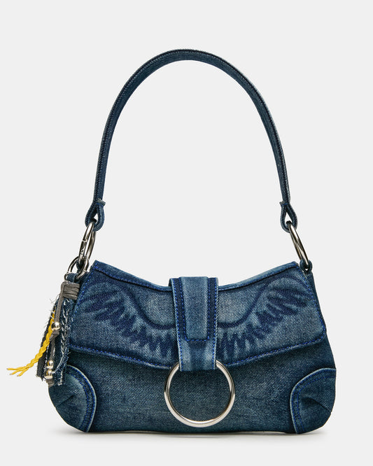 ALBANY Bag Denim/Blue Western-Inspired Denim Shoulder Handbag - Steve Madden
