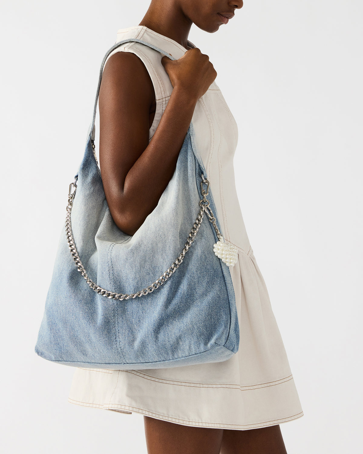 KREWE Bag Denim Slouchy Hobo Shoulder Strap Tote Handbag - Steve Madden