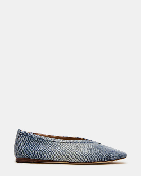 LENI Denim Fabric Square-Toe Ballet Women's Flat - Steve Madden