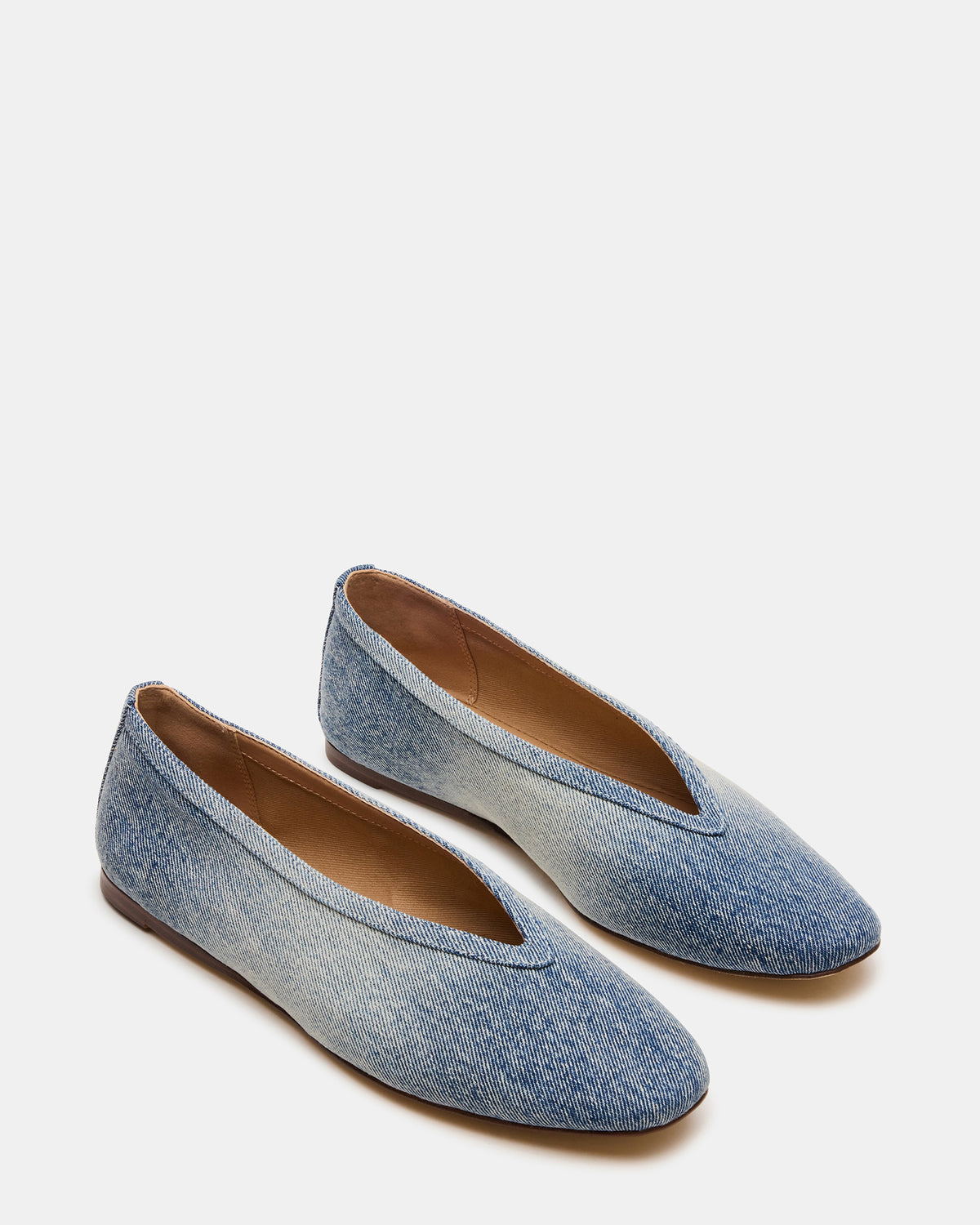 LENI Denim Fabric Square-Toe Ballet Women's Flat - Steve Madden