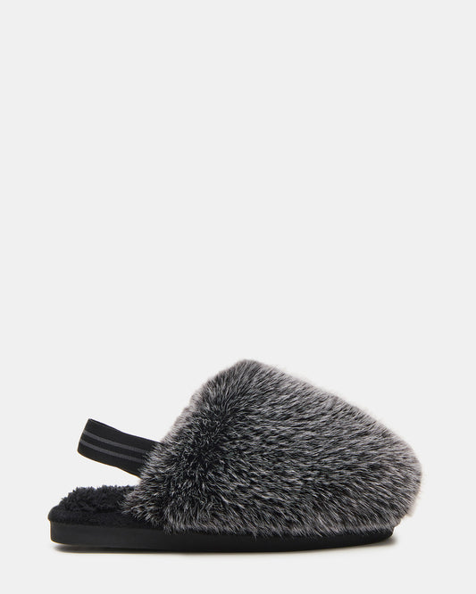 Kids' POOF Grey Slip-On Faux Fur Girls' Flat - Steve Madden