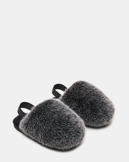 Kids' POOF Grey Slip-On Faux Fur Girls' Flat - Steve Madden