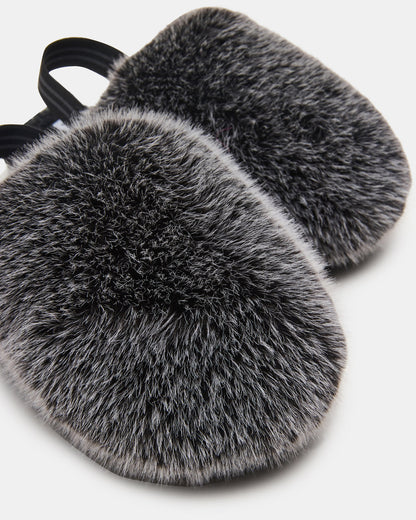 Kids' POOF Grey Slip-On Faux Fur Girls' Flat - Steve Madden