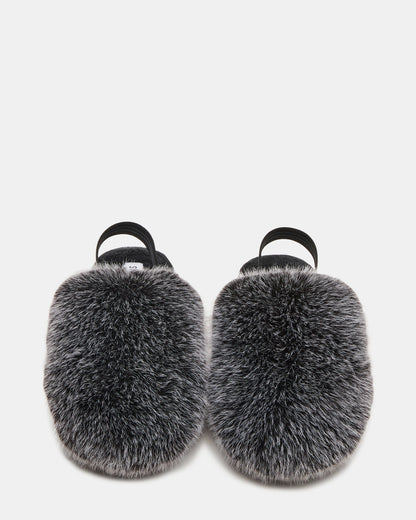 Kids' POOF Grey Slip-On Faux Fur Girls' Flat - Steve Madden