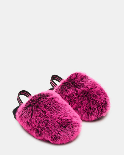 Kids' POOF Fushia Slip-On Faux Fur Girls' Flat - Steve Madden