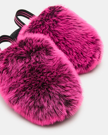 Kids' POOF Fushia Slip-On Faux Fur Girls' Flat - Steve Madden