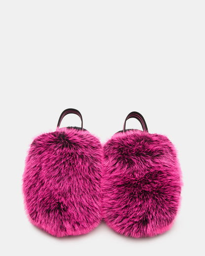 Kids' POOF Fushia Slip-On Faux Fur Girls' Flat - Steve Madden