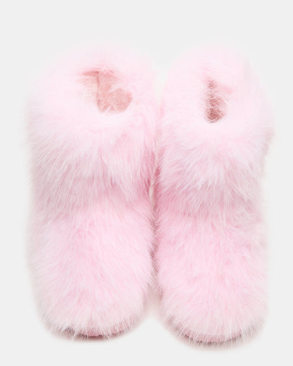 Kids' BEASTIE Pink Faux Fur Girls' Ankle Boot - Steve Madden