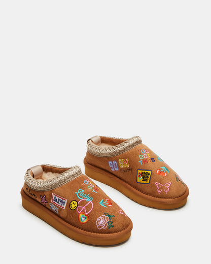 Kids' SELENA Cognac Multi Girls' Slip-On Mule Flat - Steve Madden