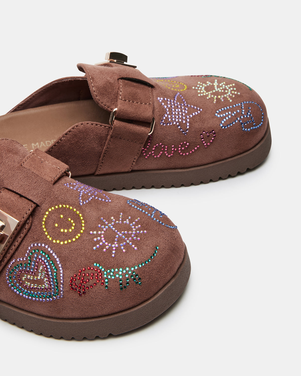 Kids' MONEYY Brown Rhinestones Girls' Slip-On Clog - Steve Madden