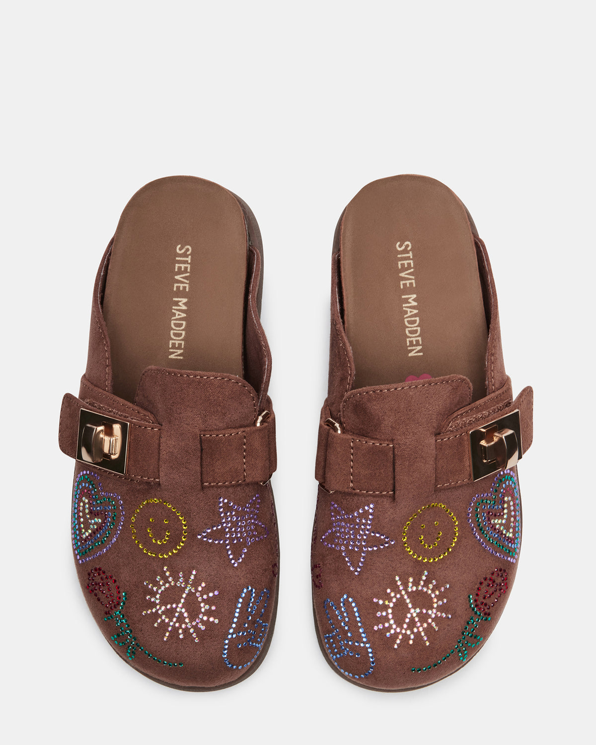 Kids' MONEYY Brown Rhinestones Girls' Slip-On Clog - Steve Madden