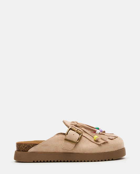Kids' TREAT Taupe Girls' Slip-On Fringe Flat - Steve Madden