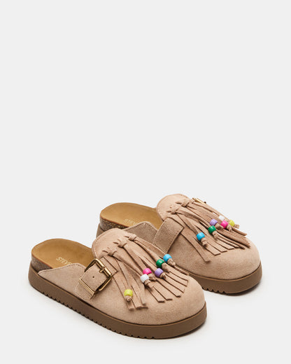 Kids' TREAT Taupe Girls' Slip-On Fringe Flat - Steve Madden