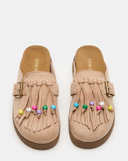 Kids' TREAT Taupe Girls' Slip-On Fringe Flat - Steve Madden