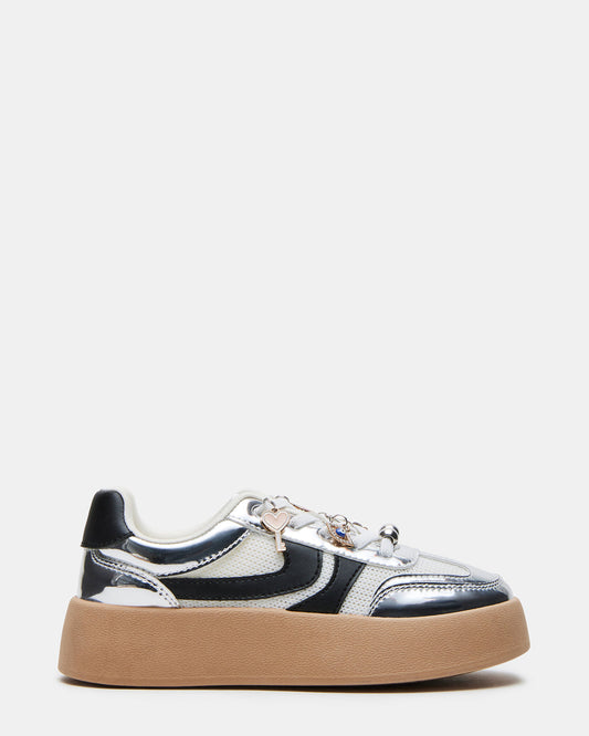 Kids' JERSEY CHARMS Silver Girls' Low-Top Platform Sneaker - Steve Madden