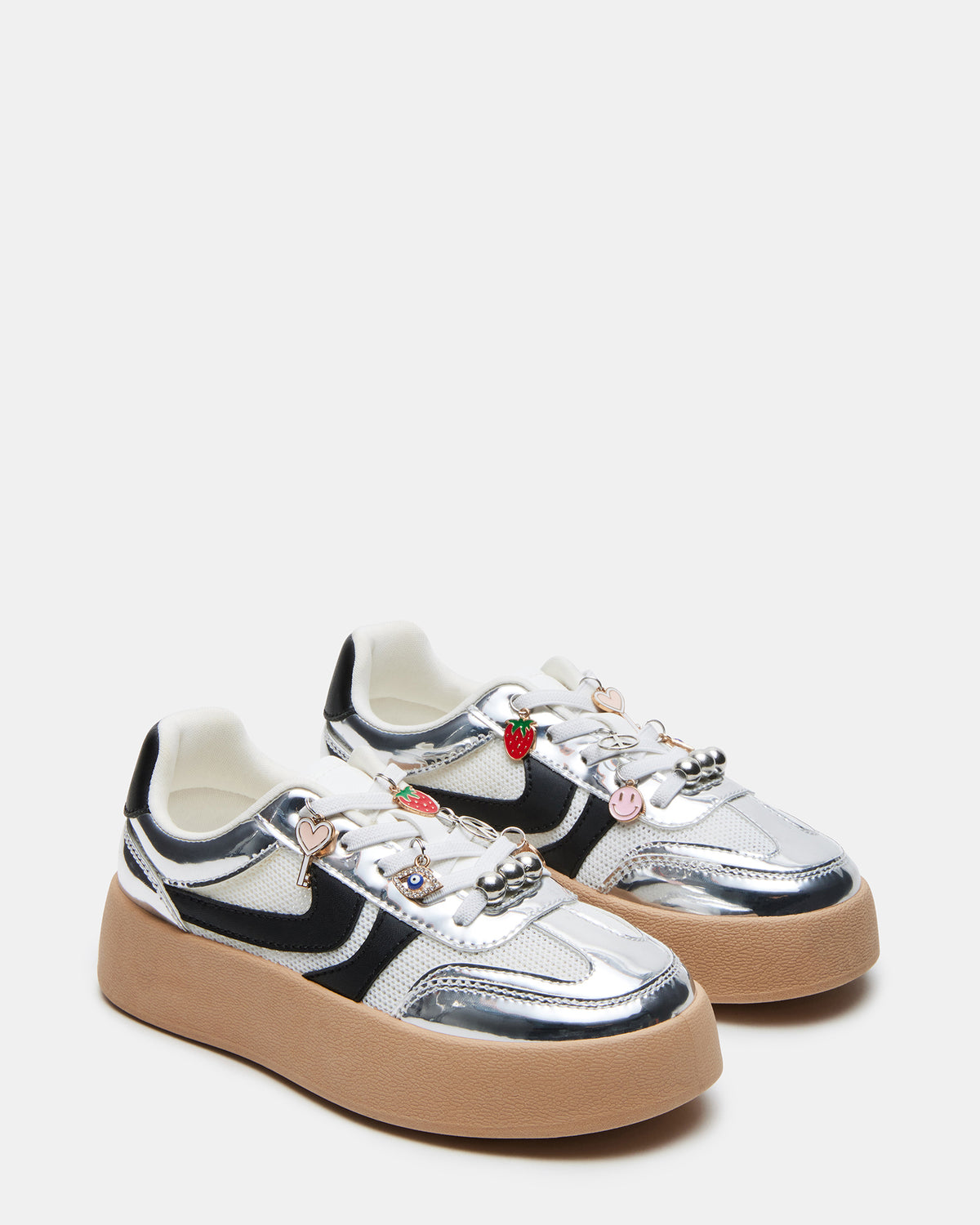 Kids' JERSEY CHARMS Silver Girls' Low-Top Platform Sneaker - Steve Madden