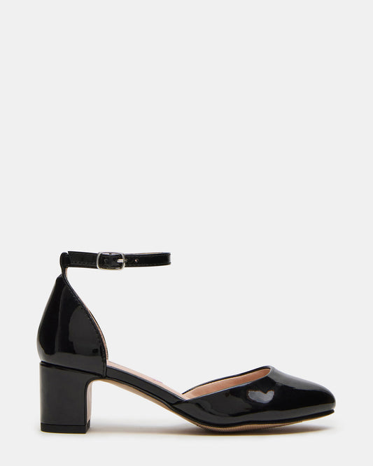 Kids' PRETTYY Black Patent Girls' Block Heel - Steve Madden