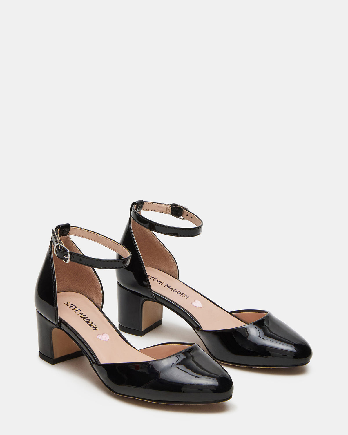 Kids' PRETTYY Black Patent Girls' Block Heel - Steve Madden