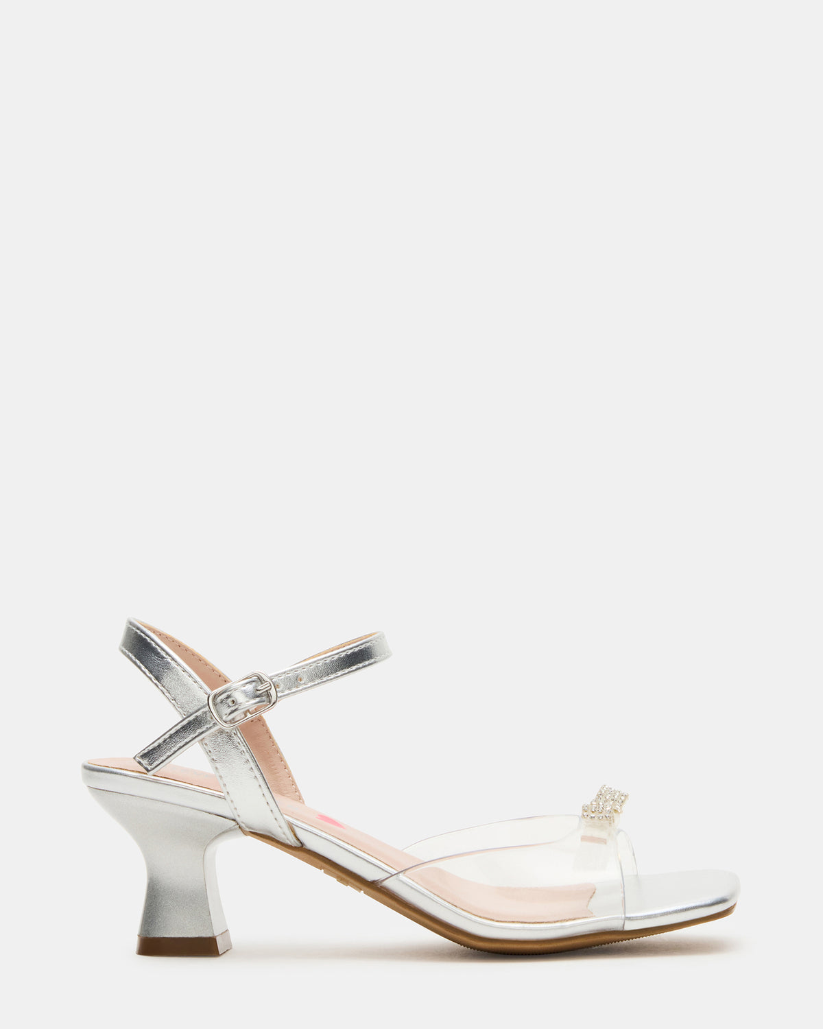 Kids' MERRY Silver Girls' Square-Toe Rhinestone Heel - Steve Madden