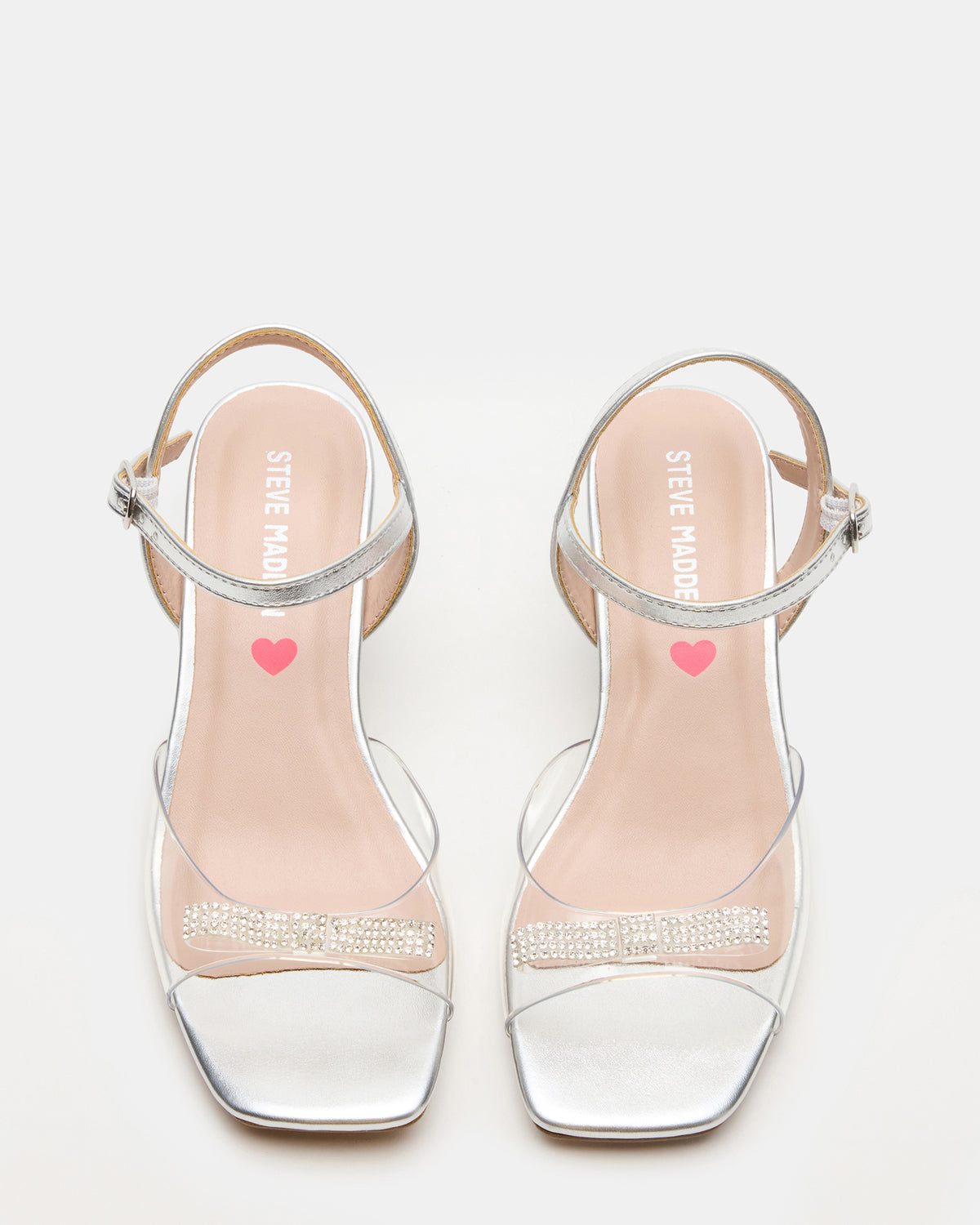 Kids' MERRY Silver Girls' Square-Toe Rhinestone Heel - Steve Madden
