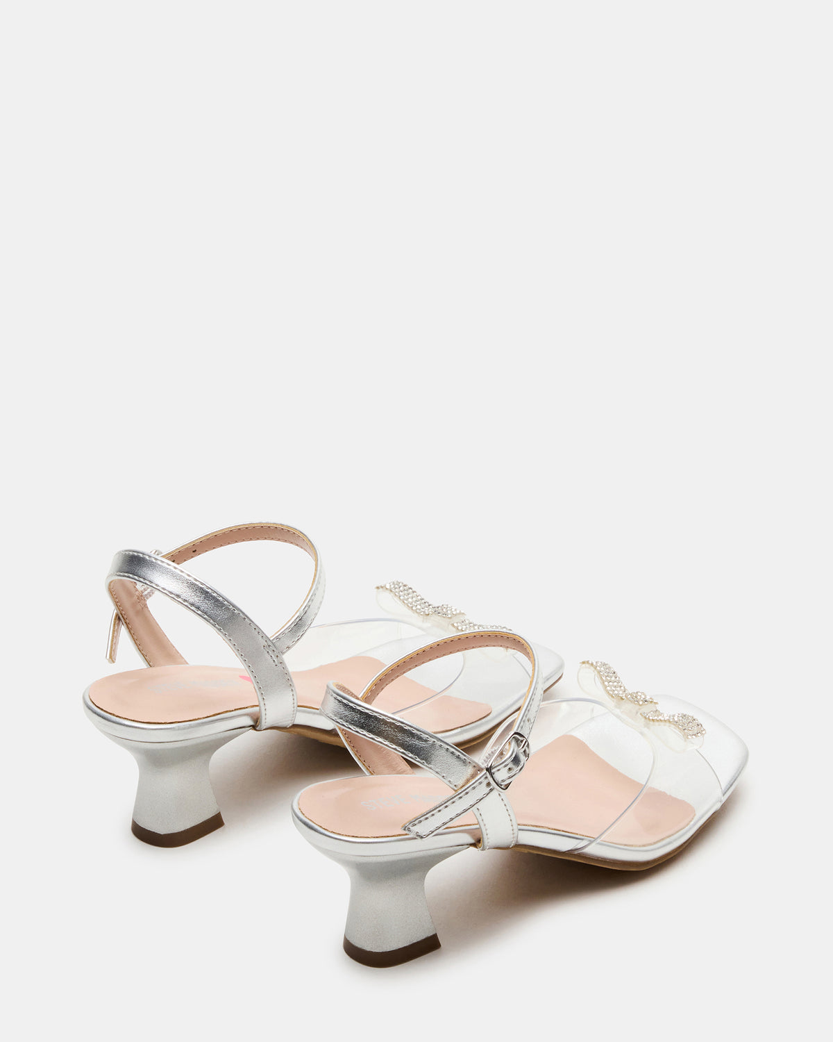 Kids' MERRY Silver Girls' Square-Toe Rhinestone Heel - Steve Madden