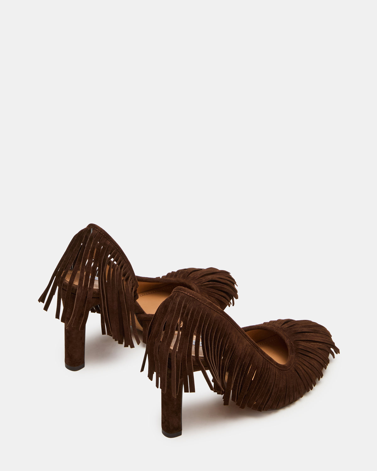 GREER Brown Suede Fringe Slingback Round-Toe Women's Heel - Steve Madden
