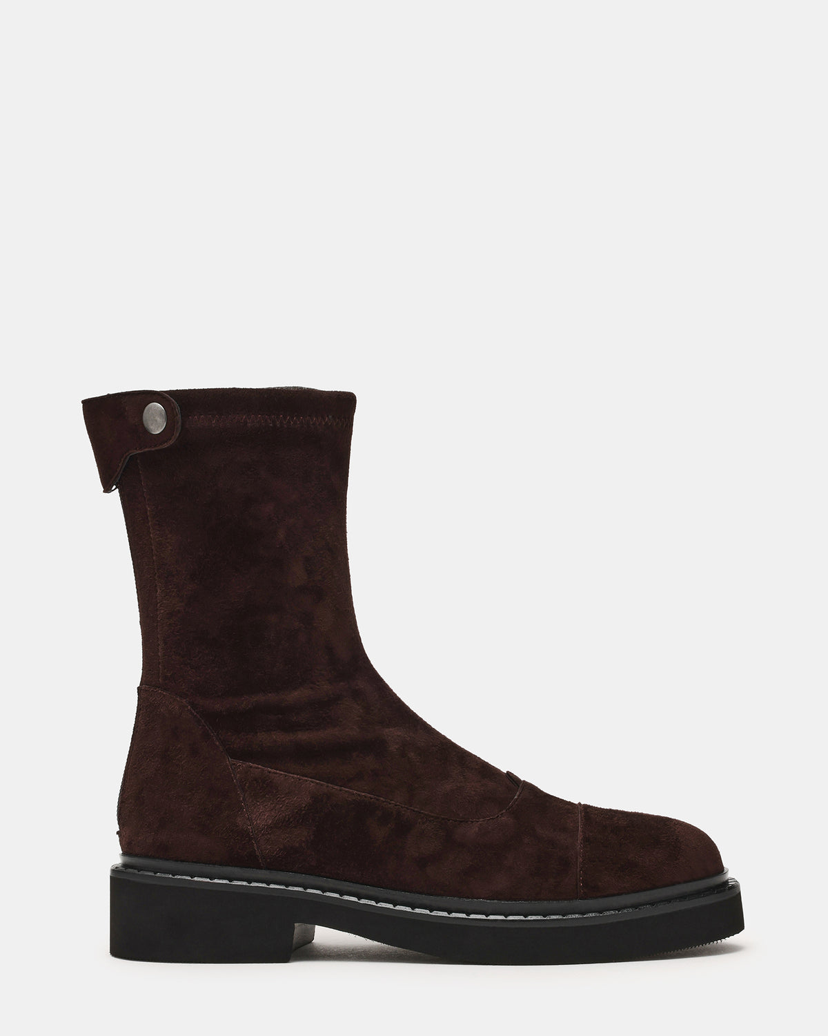 MYER Brown Suede Round-Toe Zipper Closure Women's Ankle Boot - Steve Madden