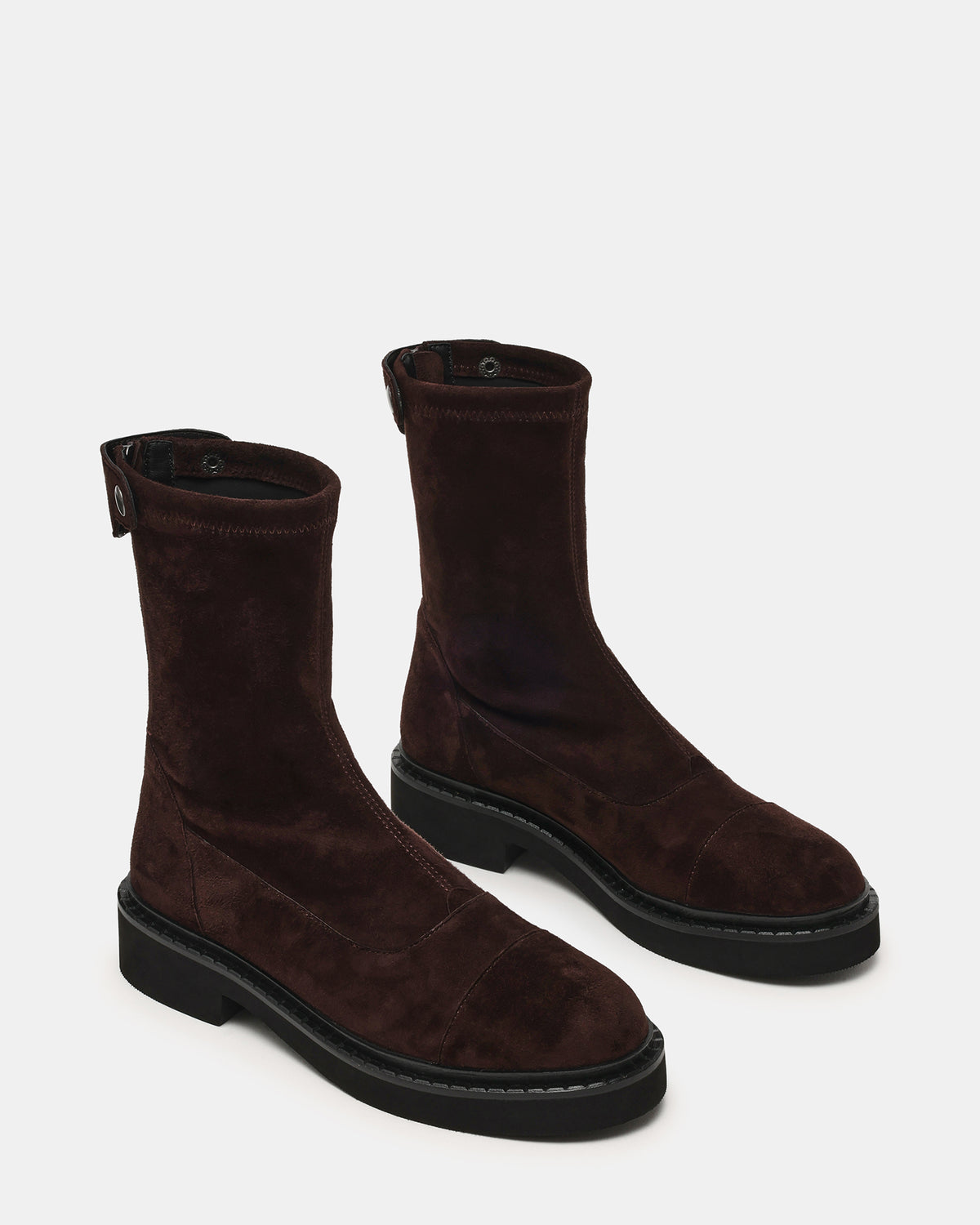 MYER Brown Suede Round-Toe Zipper Closure Women's Ankle Boot - Steve Madden